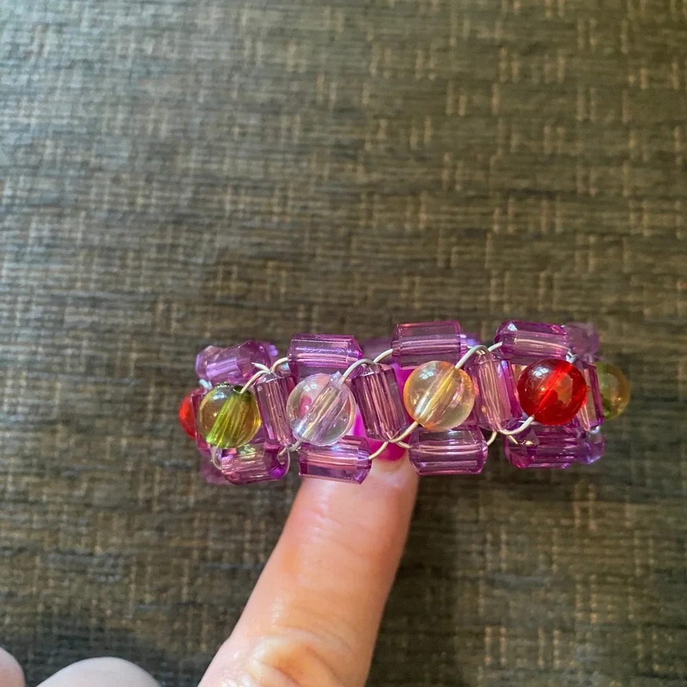 Pampered Chef‎ Beaded Napkin Rings Set of 6 Purple Red Green Amber